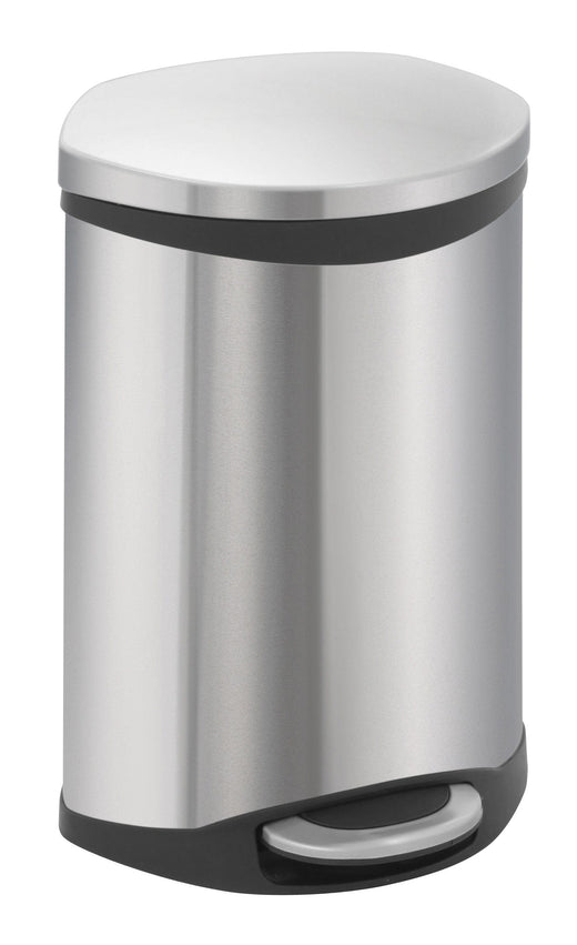 Modern and stylish EKO Shell Pedal Bin with a matte stainless steel finish.