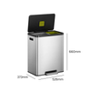 EcoCasa 36+24 Litre Foot Pedal Recycling Bin