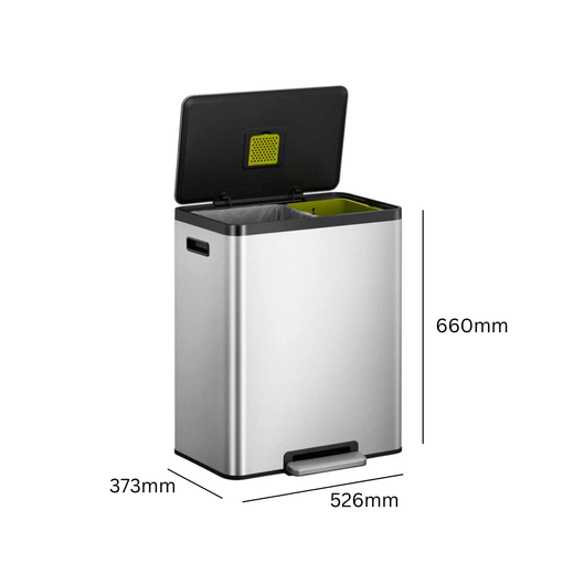EcoCasa 36+24 Litre Foot Pedal Recycling Bin