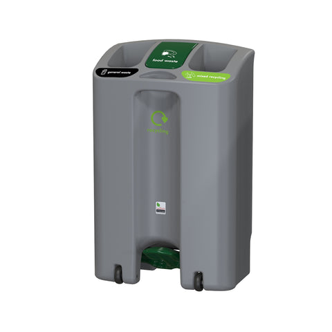 Envirostep 3 Compartment Triple Recycling Bin - 3 x 30 Litre