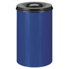 Blue bodied and black removable lid with circular aperture for waste disposal.  110 litre capacity