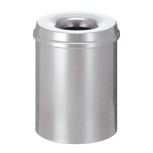 Stainless steel waste paper bin with a 15 litre capacity and hole aperture to the lid