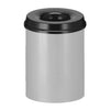 Circular aperture in the centre of the black lid, powder coated in aluminium grey 