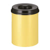 15 Litre capacity litter bin, powder coated in yellow with a black lid with hole aperture