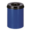 15 Litre capacity waste paper bin, powder coated with a blue body and black removable lid