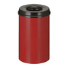 20 Litre capacity self extinguishing litter bin, powder coated with a red body and a black lid