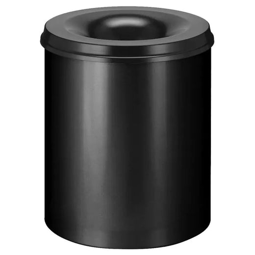 80 Litre circular litter bin with circular aperture on top, black body and black lid