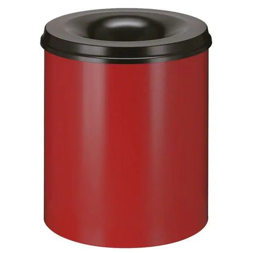 80 Litre metal self extinguishing litter bin with red body and black lid