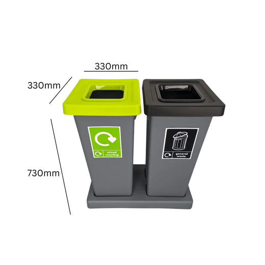 Double Internal Recycling Station - 2 x 50 Litre with Tray