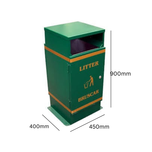 Flat Top Outdoor Litter Bin - 80 Litre
