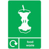 Dark green food waste a5 label with recycling icon