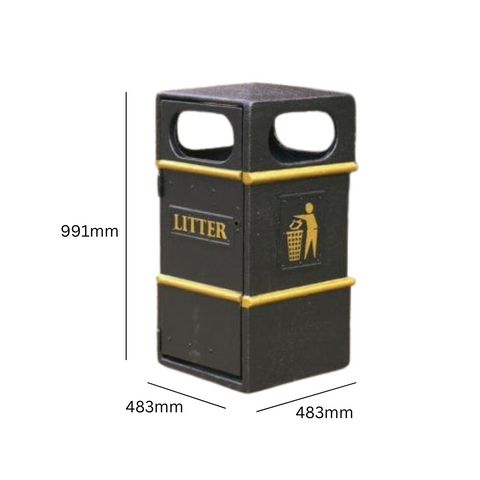 Glass Fibre Closed Top Litter Bin - 84 Litre