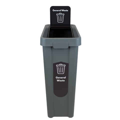 Slim Profile Recycling Bin with Integrated Signage - 70 Litre