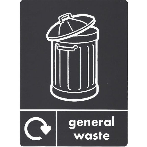 Black A5 vinyl sticker in general waste with trashcan icon