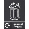 Black A5 vinyl sticker in general waste with trashcan icon