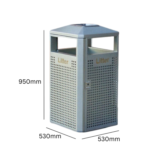 Heavy Duty Outdoor Steel Litter Bin -112 Litre
