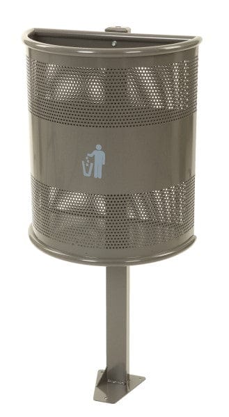 35 Litre Half Moon Outdoor Litter Bin with Perforated Surface. Weather Resistant.