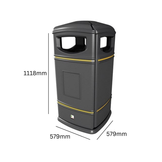 Heritage Square Hooded Outdoor Litter Bin - 115 Litre