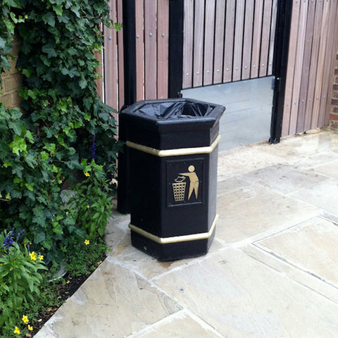 Glass Fibre Hexagonal Open Top Litter Bin - 84 Litre