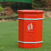 Glass Fibre Hexagonal Open Top Litter Bin - 84 Litre