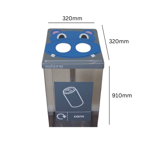 Box Cycle Novelty Hippo Cans Recycling Bin - 60 Litre