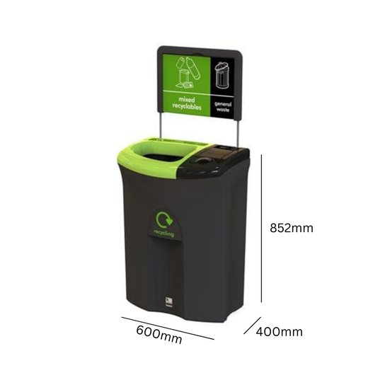 Meridian Dual Aperture Recycling Bin - 110 Litre