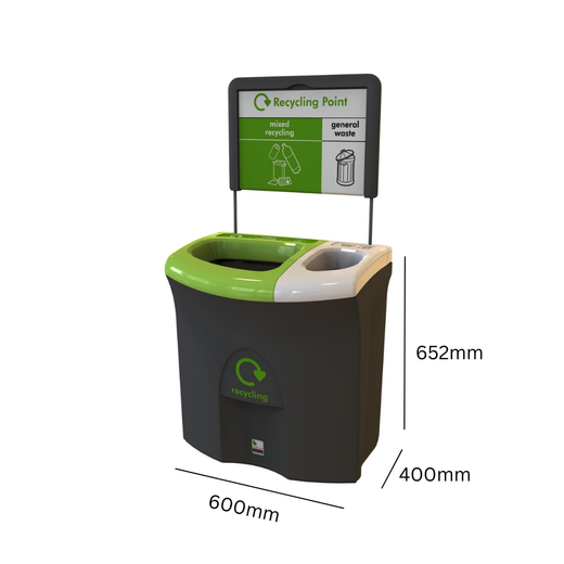 Mini Meridian Duo Aperture Recycling Bin - 87 Litre