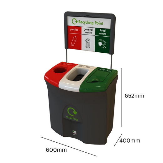 Mini Meridian Triple Opening Recycling Bin - 87 Litre