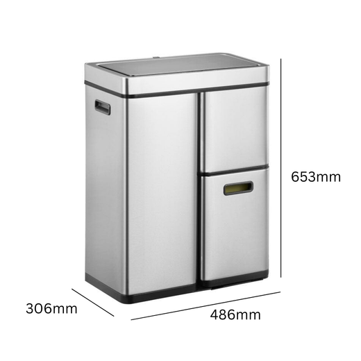 Mirage Stack 3 Compartment Sensor Bin - 60 Litre