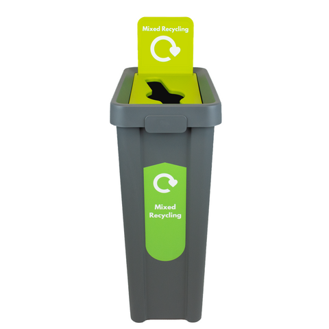 Slim Profile Recycling Bin with Integrated Signage - 70 Litre