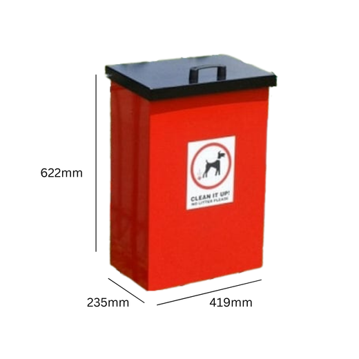 Post Mountable Dog Waste Bin with Lift up Lid - 56 Litre