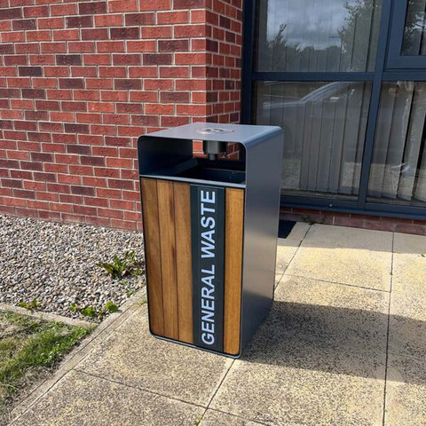 Neotour Litter bin with Iroko Wood Panels - 112 Litre