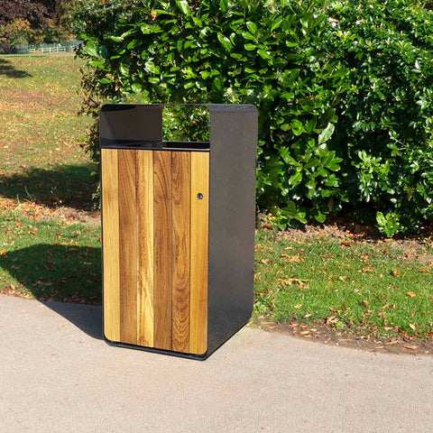 Neotour Litter bin with Iroko Wood Panels - 112 Litre