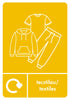 Yellow Recycling Sticker for textiles with Bilingual Labeling