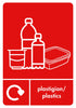 Red Bilingual Plastics Waste Sticker 