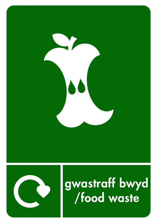 Bilingual Dark Green Recycling label for Food Waste