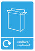 Blue Cardboard Recycling Sticker with Bilingual Labeling