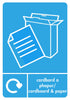 Bilingual Blue Recycling Sticker for Cardboard & Paper 