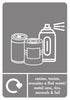 Grey Recycling Bin Sticker for Metal Cans, Tins, Aerosols, & Foil