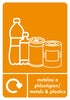Orange Recycling Labels for Metals & Plastics with Bilingual Signage