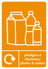 Bilingual Orange Plastic & Cartons Recycling Receptacle