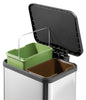 Hailo Trento Oko with two removable compartments in brown and the other in green to separate types of waste. 