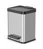 Hailo Trento Oko 2x9L Bin in Silver with a hands-free foot pedal mechanism.