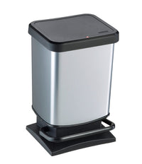 40 Litre Metal Look Plastic Pedal Bin
