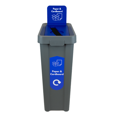Slim Profile Recycling Bin with Integrated Signage - 70 Litre