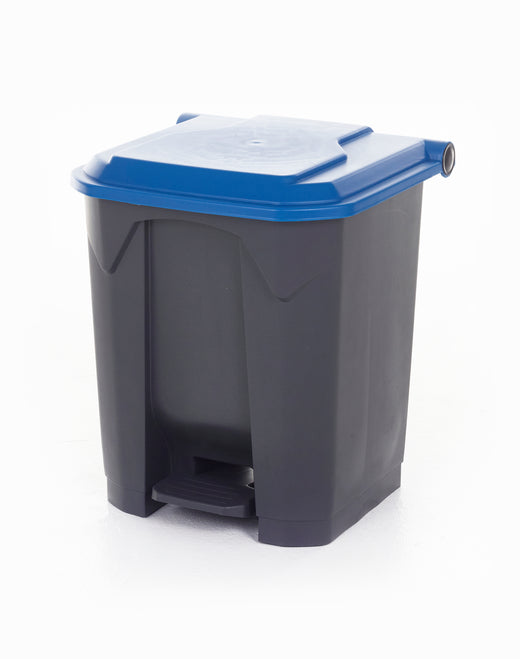 Rubbish container with a blue lid