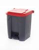 Trash can with red cover