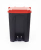 Trash bin featuring red cover