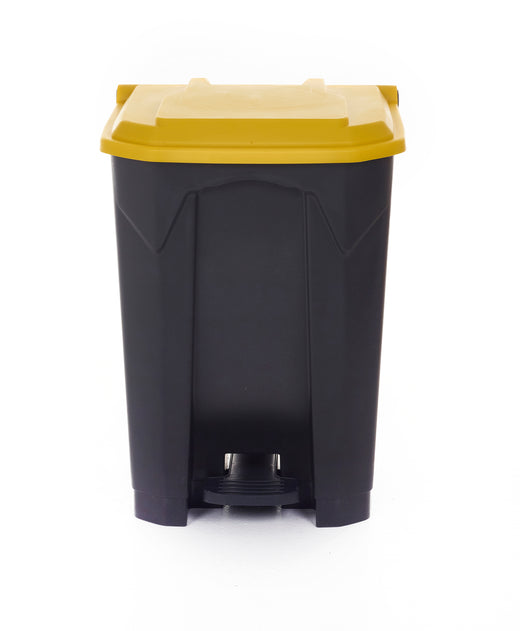 Pedal trash bin with lid of yellow