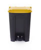 Pedal trash bin with lid of yellow
